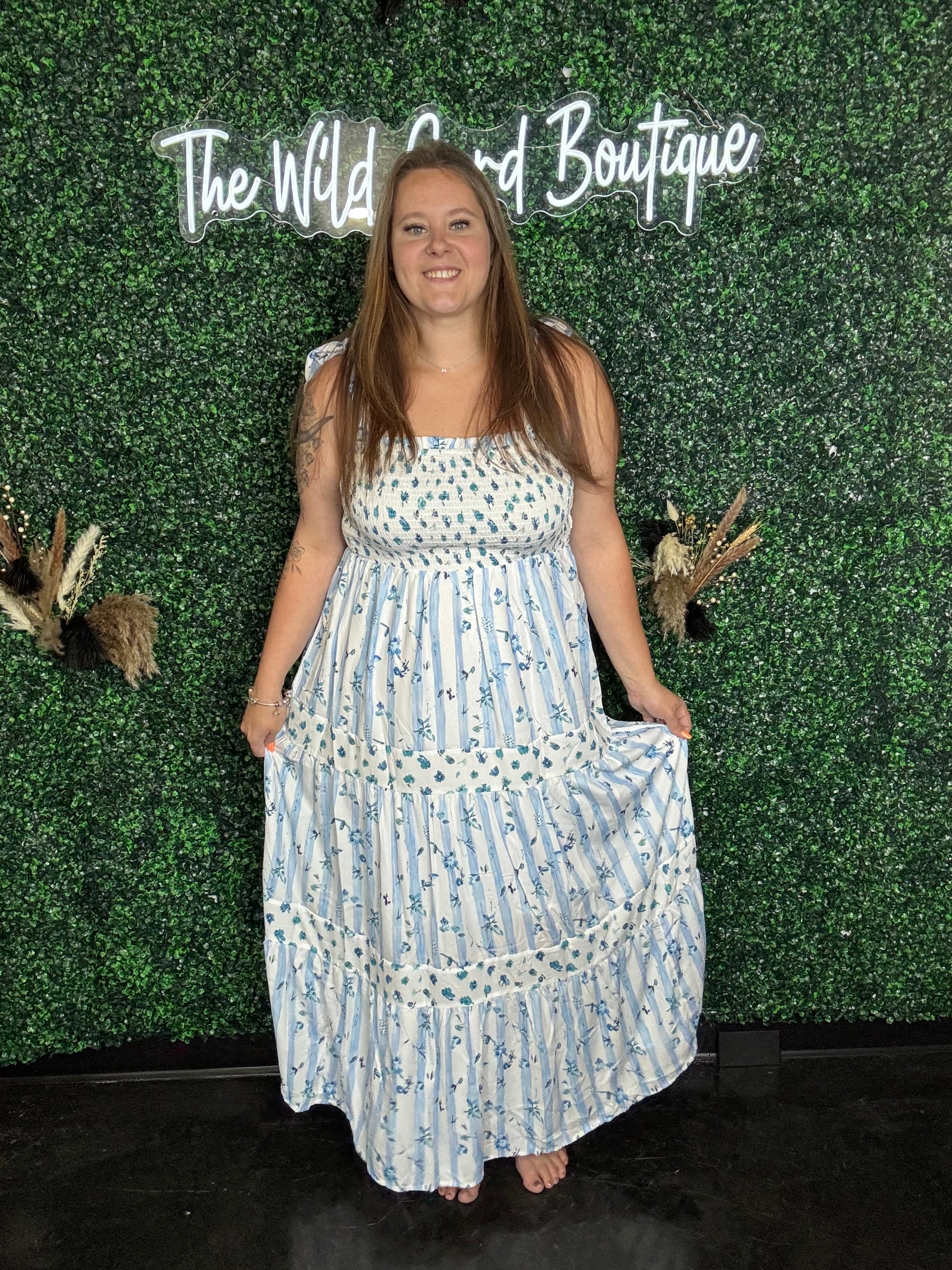 Spring Floral Smocked Maxi Dress