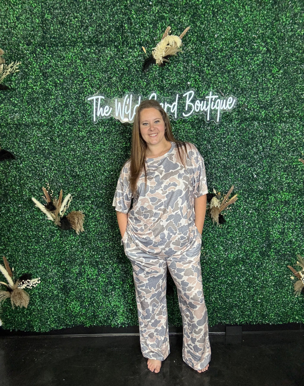 Camo Short Sleeve Top & Pants Set