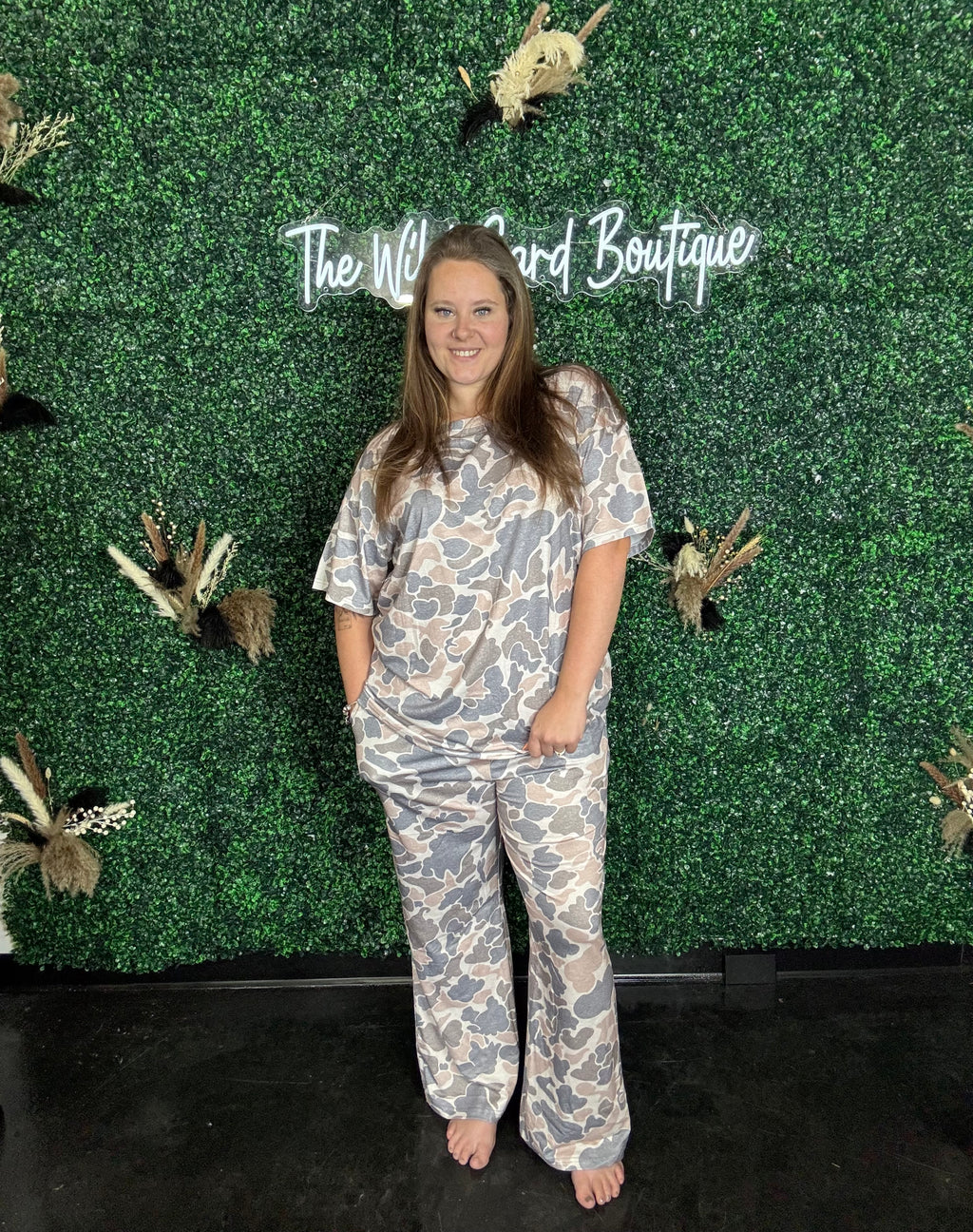 Camo Short Sleeve Top & Pants Set