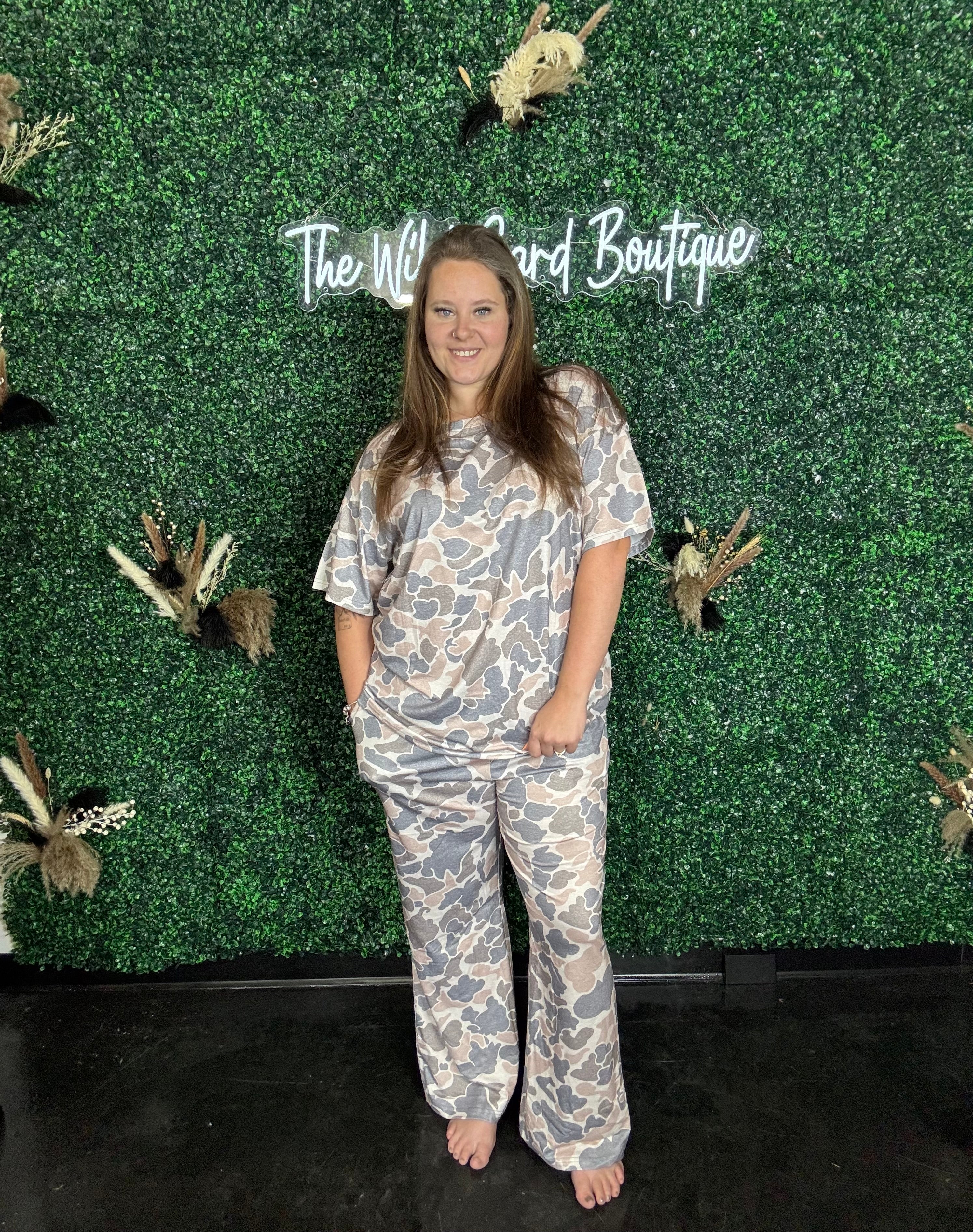 Camo Short Sleeve Top & Pants Set